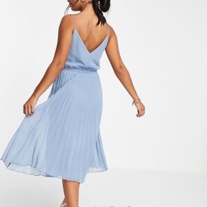 ASOS DESIGN Petite button front pleated cami midi dress